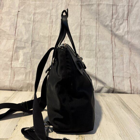 Henri Bendel Jetsetter Convertible Black Nylon Backpack Purse w/ Gold Hardware main image 4